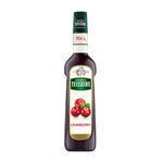 Mathieu Teisseire cranberry syrup in a 700ml bottle, ideal for drinks and culinary use, featured in a grocery store setting.