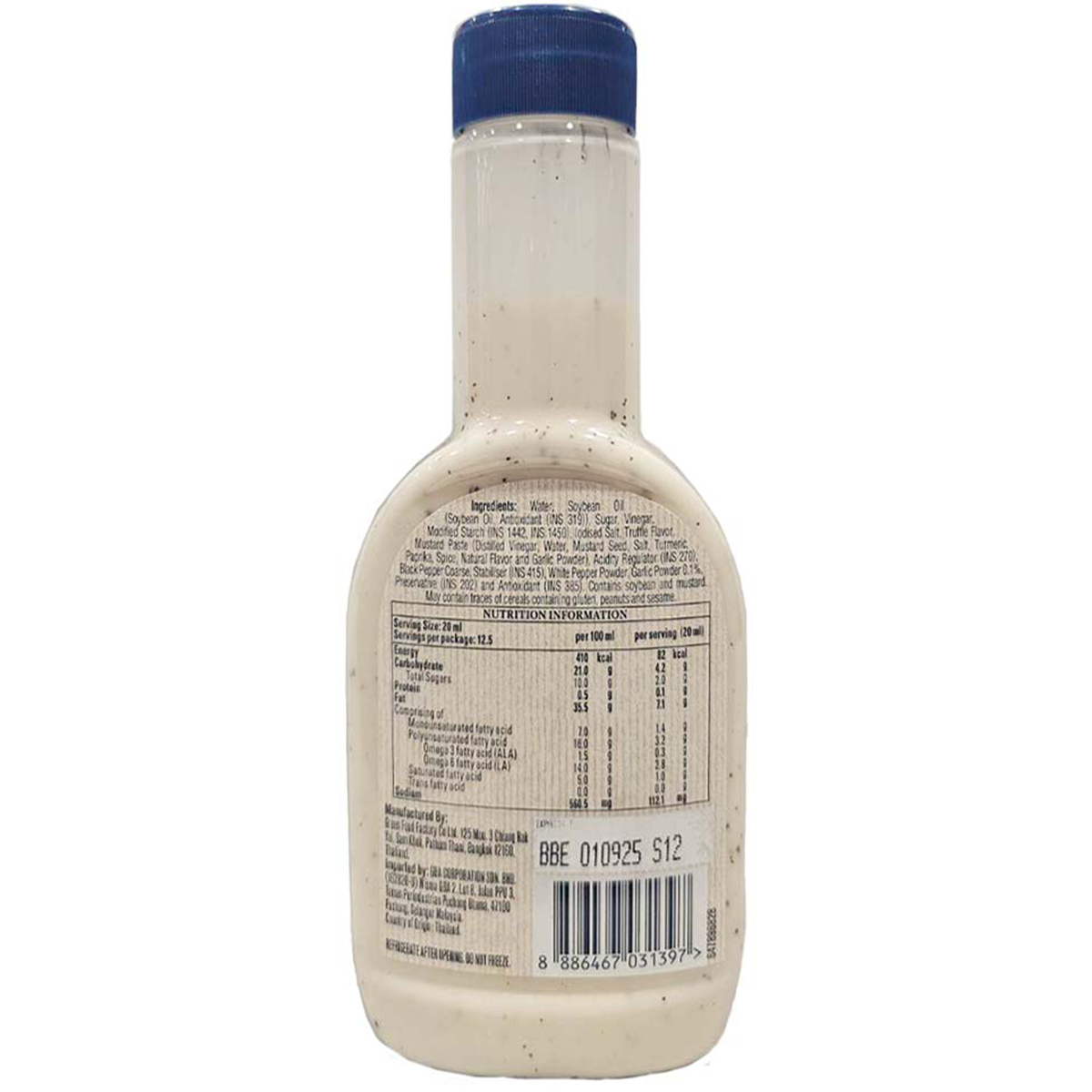 Hellmann's plant-based truffle flavored grocery product with a sleek bottle and label, showcasing the truffle flavor and branding.