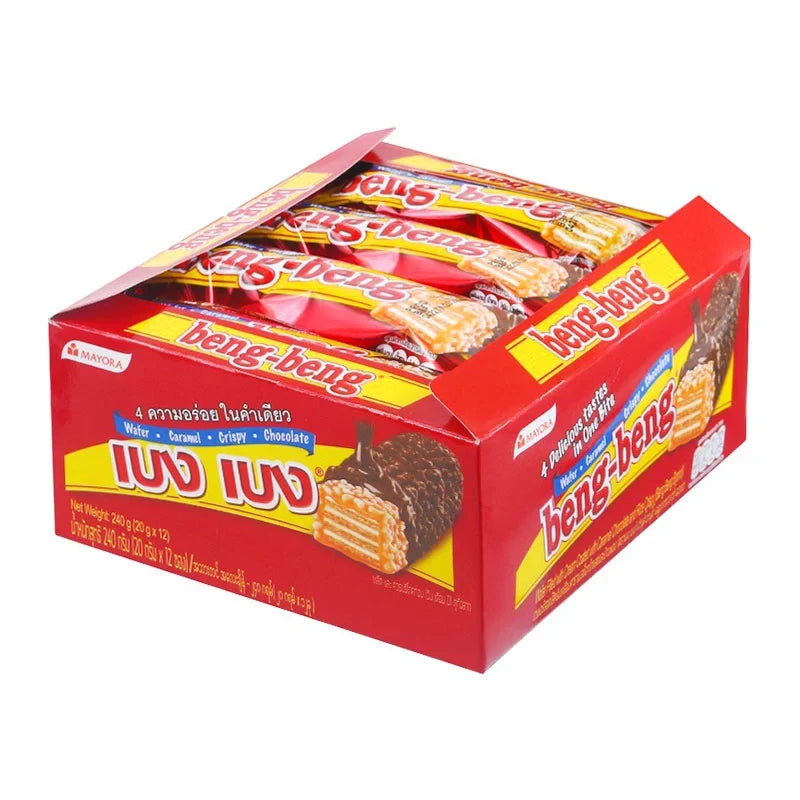 Beng Wafer Chocolate 20g snack pack by BENG BENG, featuring individually wrapped crispy wafer with chocolate coating.