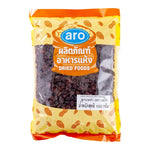 ARO Black Raisins in 1kg pack, dried fruit for baking and snacking, shown in a clear image of the raisins.