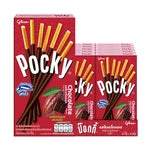 Pocky chocolate-coated biscuit sticks in a 40g pack, showing crispy snack with chocolate coating, part of Pocky snack box.