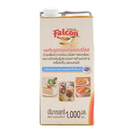 FALCON evaporated milk 1L carton, dry grocery product with a white and blue label, on a plain background