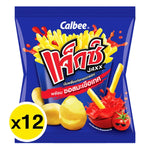 JAXX Crispy Potato Snack with Tomato Ketchup, 12g x 12 pack, dry grocery snack with crunchy texture and savory flavor.