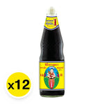 DEK SOM Boon Soy Sauce Formula 1 in 700ml bottles, 12-pack, for dry grocery use, featuring dark soy sauce from DEK SOM BOON.