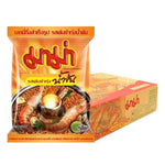Mama Instant Noodles Shrimp Creamy Tom Yum 55g pack, featuring a bowl of noodles with shrimp and creamy Tom Yum flavor, ready to eat.