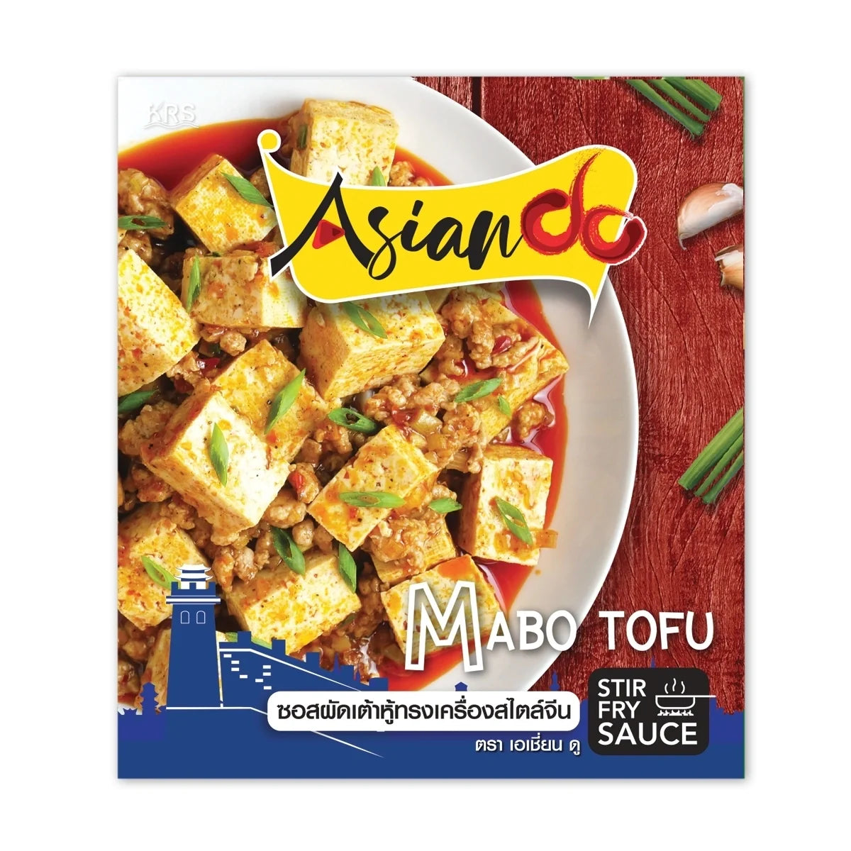 Asian DO Chinese-style stir-fried tofu sauce 70g in a sealed dry grocery package with vibrant label and branding.