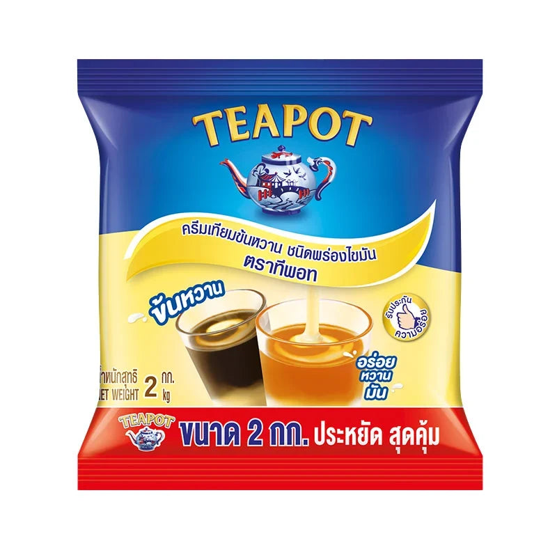 TEAPOT sweetened beverage creamer in 2kg dry grocery package, creamy powdered creamer for tea and coffee.