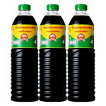 Golden Mountain seasoning sauce with green cap, 1L bottles, three-pack, ideal for enhancing Asian dishes in dry grocery.