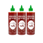 J-lek Sriracha Chili Sauce bottle showing spicy red chili sauce in 820g squeeze bottle, dry grocery product with label and cap