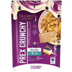 Diamond Grains Blueberry Cheesecake Granola in a bowl, showcasing crunchy texture and blueberry pieces.