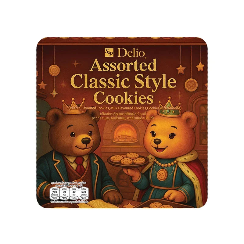 Assorted S&P classic cookies in a 140g package, dry grocery snack featuring a variety of sweet, crunchy cookies.