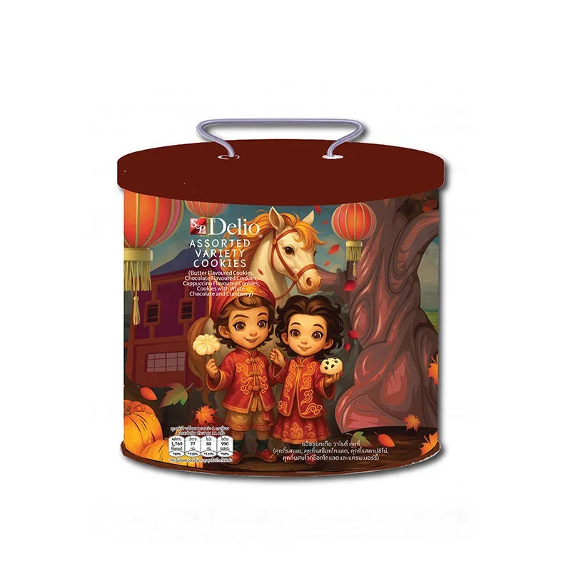 S&P Assorted Variety Cookies in 320g pack, featuring a mix of colorful cookies and snacks in a clear plastic bag.