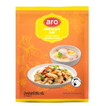 A bottle of ARO Chicken Flavored Seasoning Powder 850g for enhancing dishes, shown in a clear plastic container with a label.