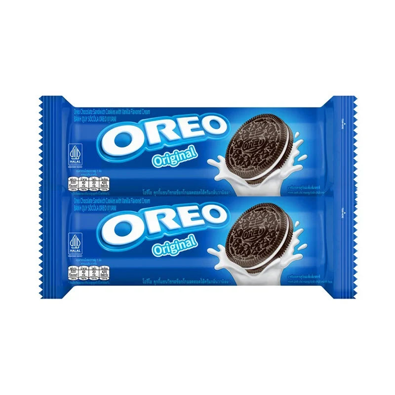 Two packs of Oreo Sandwich Cookies 110.4g from OREO, showing chocolate cookies with creamy filling in a clear plastic package.