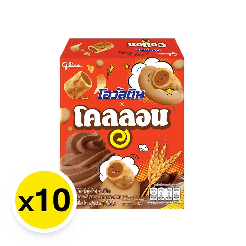 Collon Biscuit Roll Ovaltine 41g pack, crunchy snack with chocolate and malt flavor, in a colorful packaging.