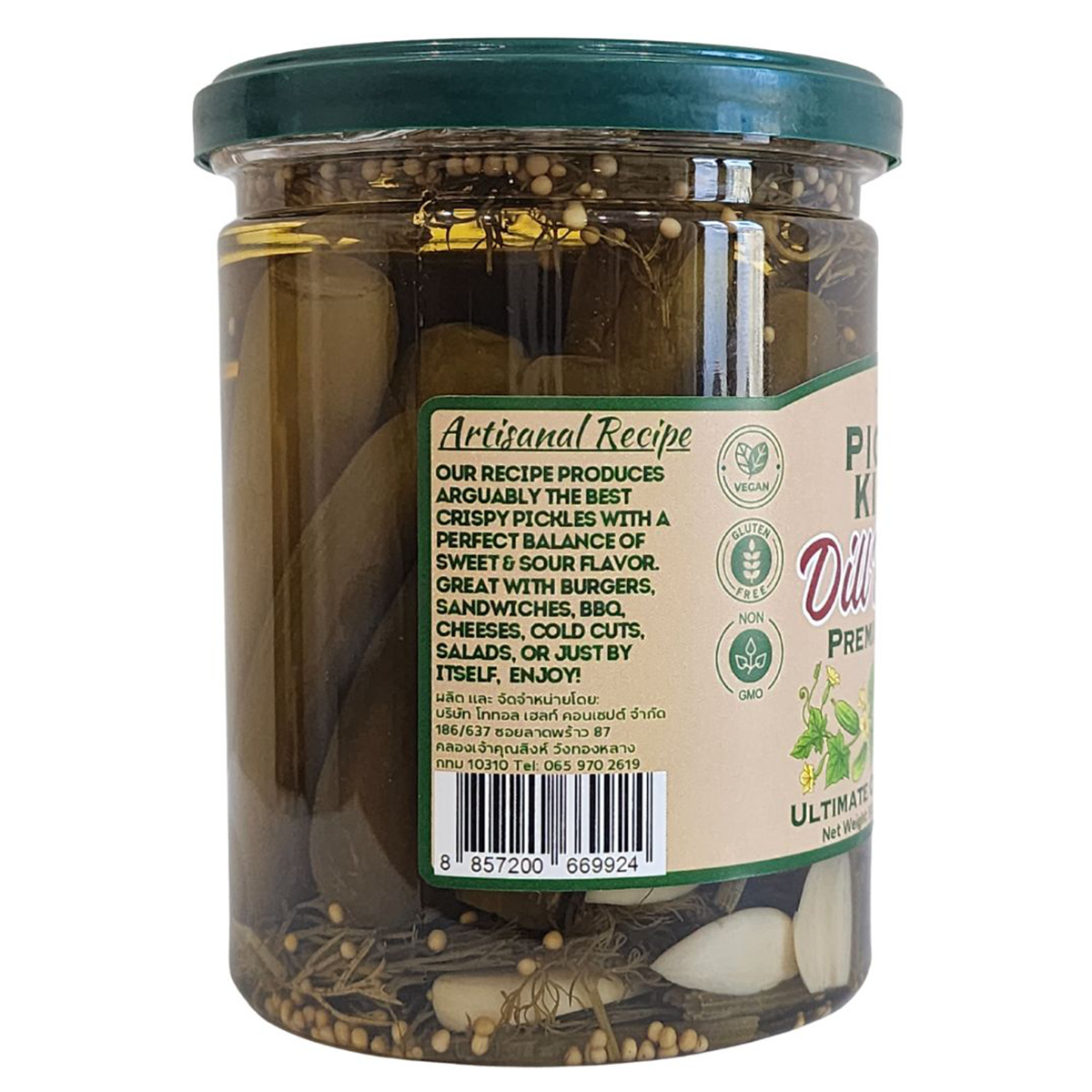 Jar of Pickle Kings Dill Pickles, premium Dutch-style dill pickles in a glass jar with fresh cucumber slices.