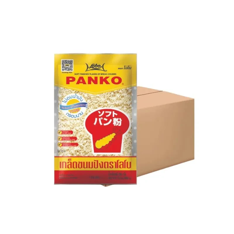 Lobo Panko bread crumbs in a 200g box, dry grocery product, with golden crispy texture and packaging visible.