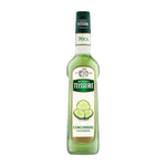 Mathieu Teisseire cucumber syrup bottle, 700ml, in a clear plastic container with a green label, for flavoring beverages.