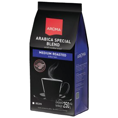 Aroma Coffee Arabica Special drink in a clear glass, showcasing its rich dark color and smooth texture.
