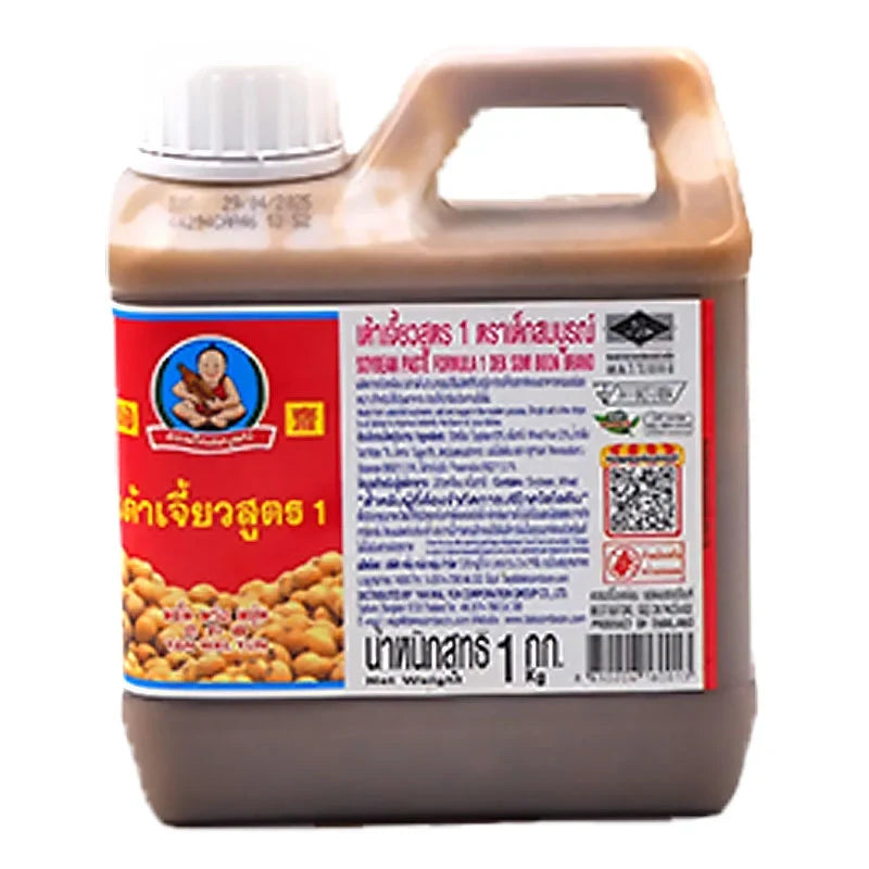 DEK SOM Boon Soybean Paste Formula 1 in a 1kg package, traditional dry grocery product for cooking and flavoring.