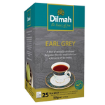 Dilmah Earl Grey tea bags in a box, aromatic black tea with bergamot flavor, for brewing hot or iced tea.