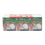 Six cans of AROY-D Coconut Milk in 150ml containers, ideal for cooking and baking in dry grocery shopping.
