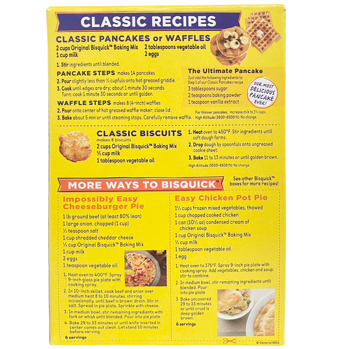 Betty Crocker Bisquick pancake and baking mix box, showing the product packaging with branding and mix ingredients.