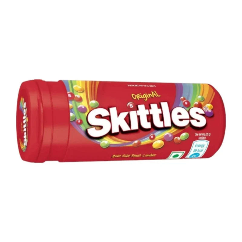 Assorted Skittles Chewy Candy in mixed fruit flavors, 30g packs, colorful chewy candies from the Skittles snack brand.