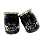 Giuliano Tartufi black truffle sauce in 500g jar, showcasing rich black truffle pieces and smooth sauce texture.