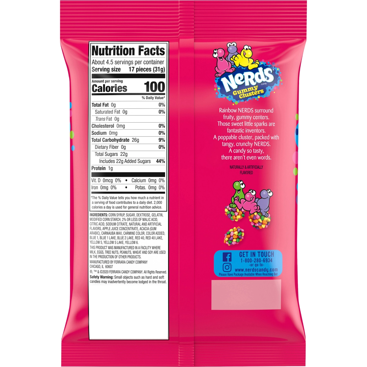 Colorful Nerds Gummy Cluster Rainbow confectionery snacks with vibrant rainbow-colored gummies and crunchy candy coating.