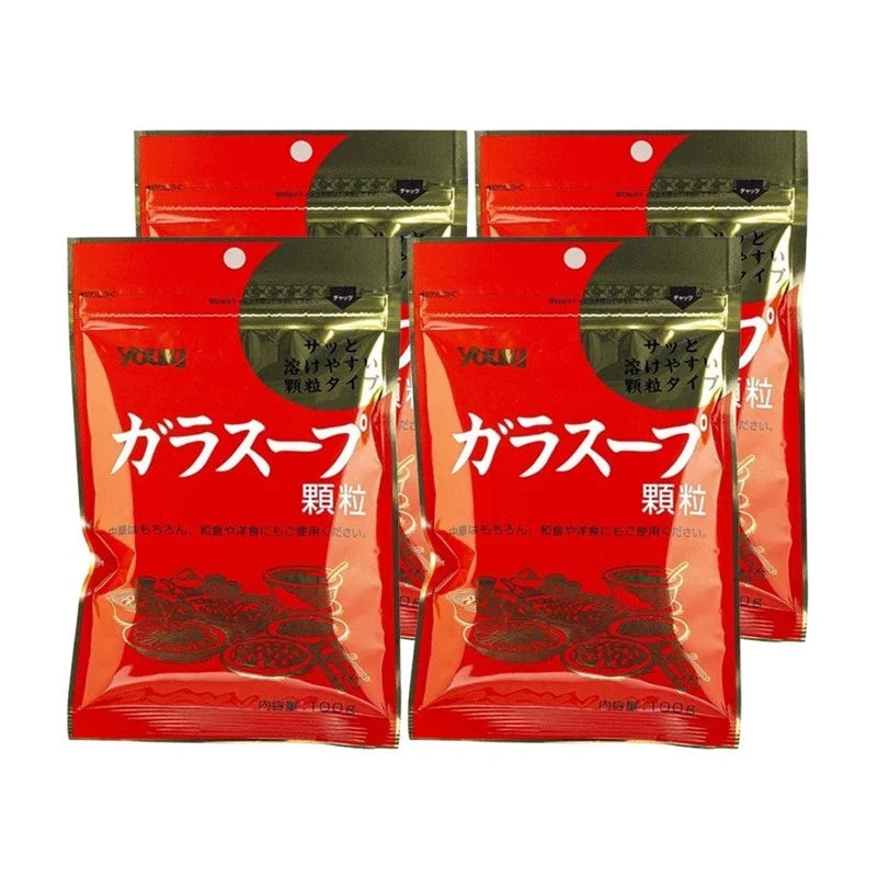 Youki Shokuhin Chicken and Beef Soup Stock Granules in a package, dry grocery product with flavor-enhancing chicken and beef extracts