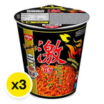 Nissin Premium Cup Instant Noodle Korean Hot Chilli Chicken flavor, 71g dry grocery product with noodles and spicy sauce in a cup