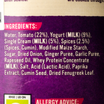 Patak's Tikka Masala Curry Sauce bottle showing label and ingredients for Indian-style curry cooking.