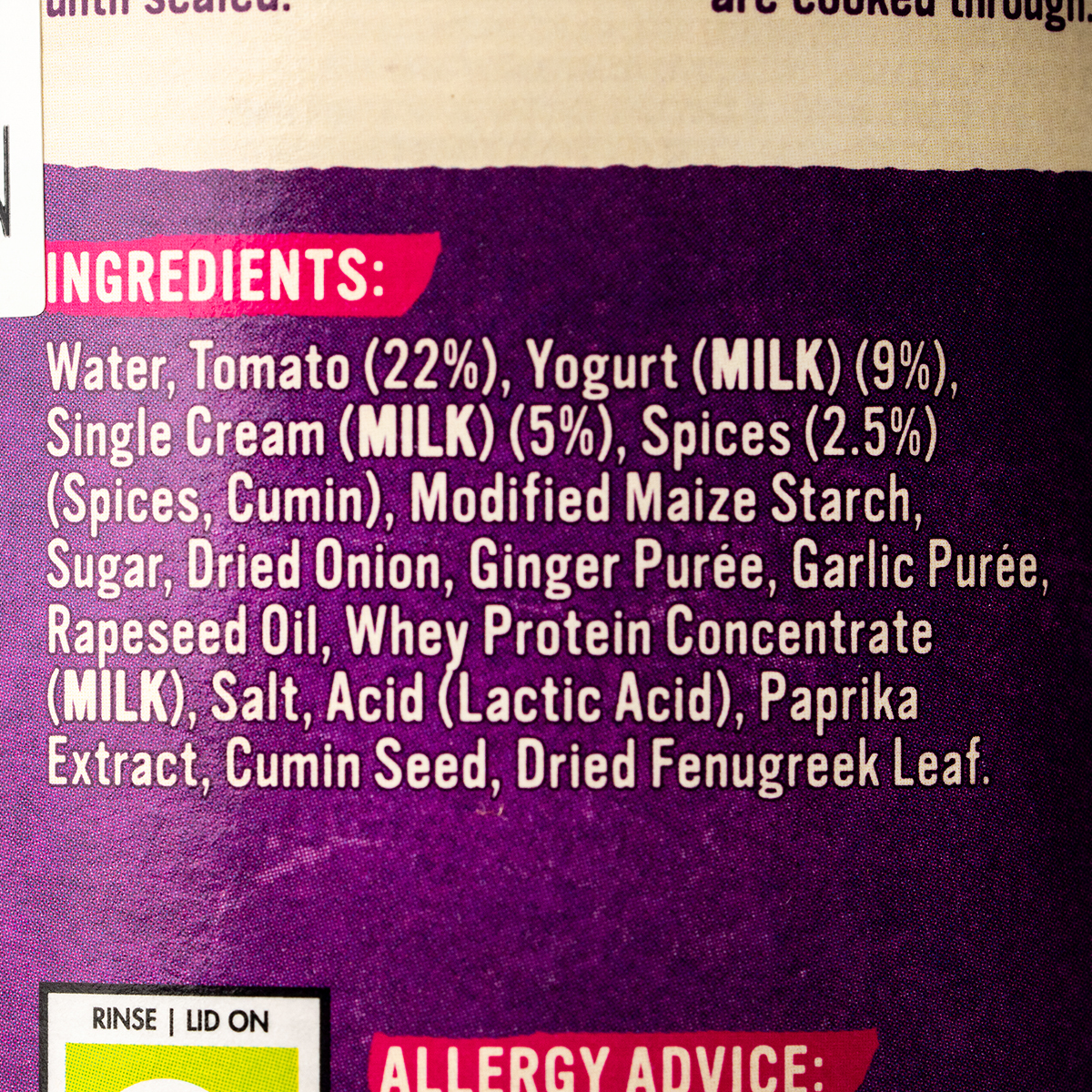 Patak's Tikka Masala Curry Sauce bottle showing label and ingredients for Indian-style curry cooking.