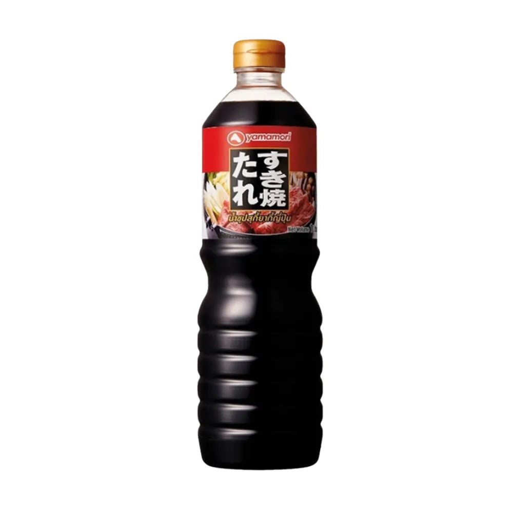YAMAMORI Sukiyaki Soup 1L bottle from dry grocery section, featuring Japanese-style soup for sukiyaki dishes