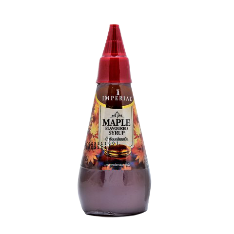 Imperial Maple Flavour Syrup bottle for grocery use, featuring the Imperial brand label and clear packaging.