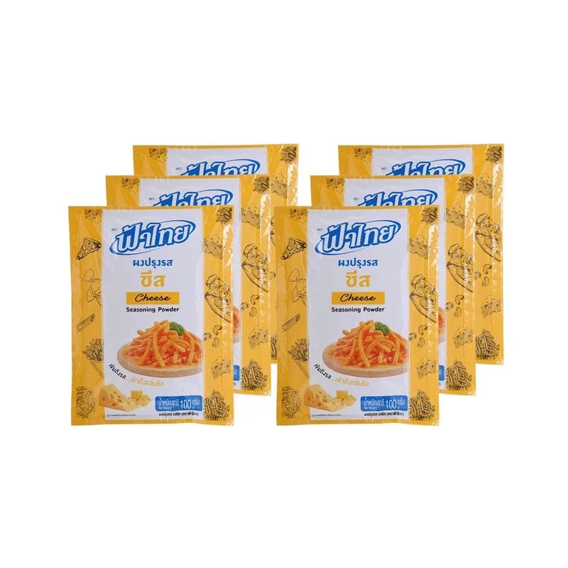 Fathai Cheese Seasoning Powder 100g pack, dry grocery product with six packs, ideal for enhancing cheesy flavor in dishes