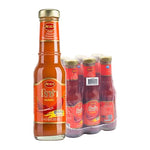 Six bottles of ROZA Chili Sauce 200g each, displayed in a row, showcasing the spicy, reddish chili sauce packaging.