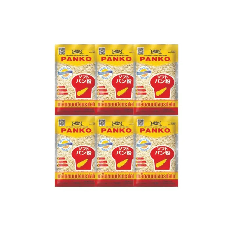 Lobo Panko bread crumbs in a 200g package, dry grocery product, showing a close-up of the textured, golden panko breadcrumbs.