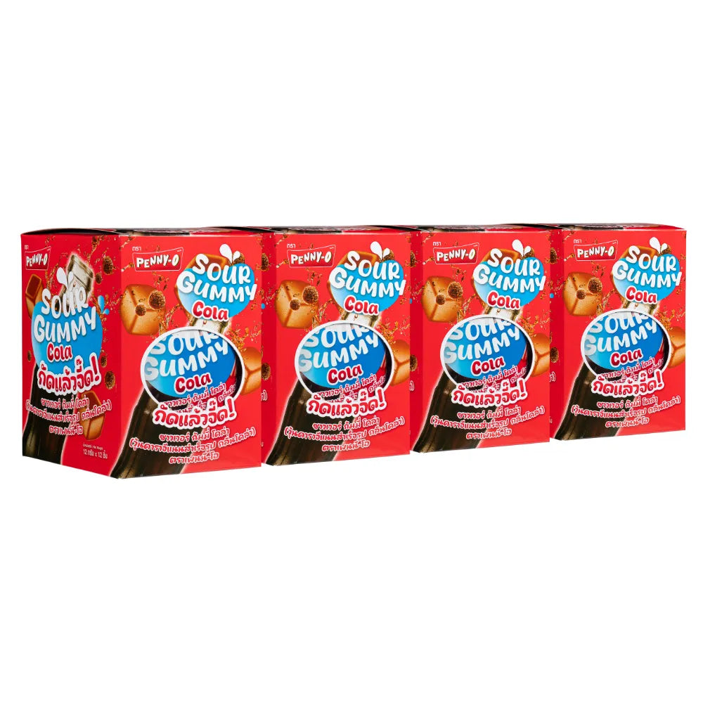 Pennyo Peeny-o Sour Gummy Cola candies in 12g packets, popular snack confectionery from PENNYO.