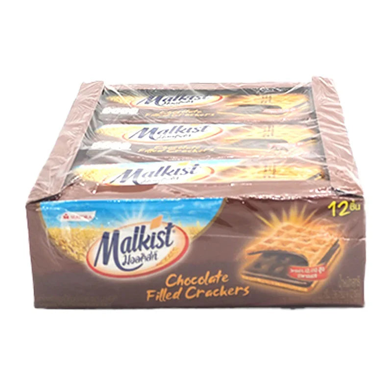 MALKIST Chocolate Cracker pack of 36g, showing crispy snack with chocolate coating, ideal for dry grocery and snack lovers.