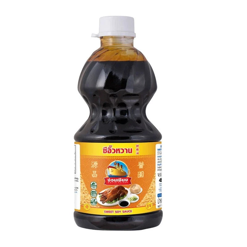 Nguan Chiang Sweet Soy Sauce 2700g bottle, traditional Asian condiment for cooking and dipping, in a clear plastic bottle.