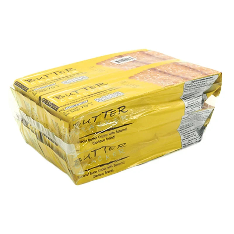 Dorkbua Coconut Butter Snack, 70g x4 packs, dry grocery confectionery with creamy coconut flavor and smooth texture.