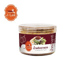 J-lek Jae Lek Red Eye Chili Paste in 90g plastic jar, vibrant red chili paste for cooking and flavoring dishes.
