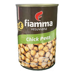 Dry Fiamma Vesuviana Chick Peas in 400g package, shown in a clear image of the Fiamma Vesuviana brand dry grocery product.