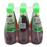 Six 300ml bottles of Squid Brand Fish Sauce, a popular Thai dry grocery condiment with rich umami flavor.