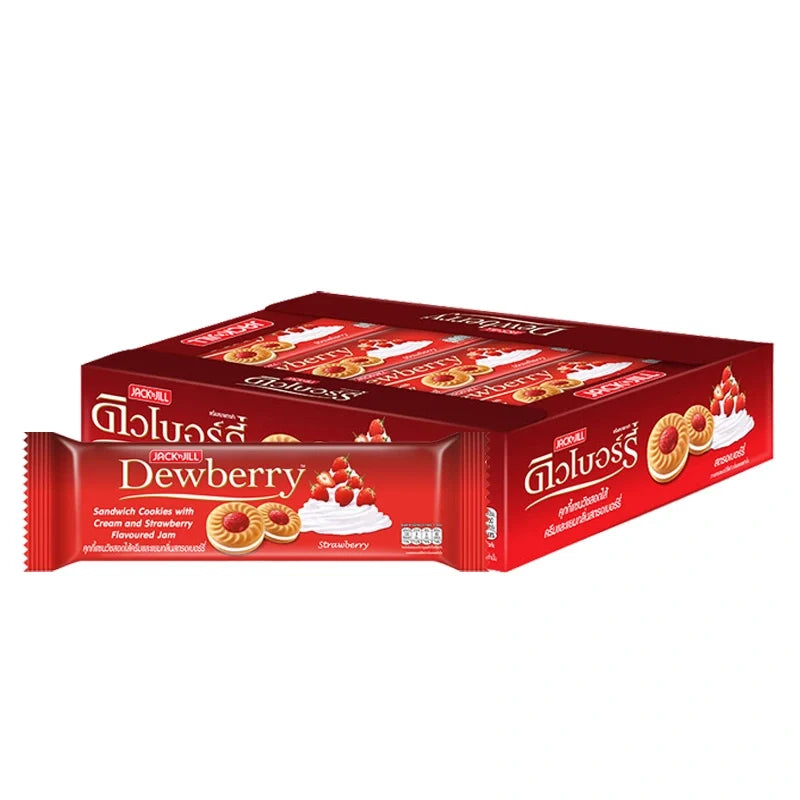 Dewberry Cookies Strawberry 27g, sweet strawberry flavored snack in a colorful package, perfect for dry grocery and confectionery.