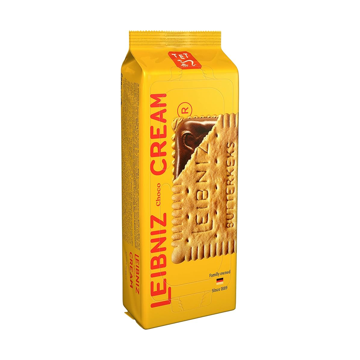 Bahlsen Leibniz Biscuits Cream Choco, chocolate-filled confectionery snacks with creamy filling and crispy biscuit texture.