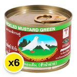 Double Pigeon Green Mustrad Pickle in a jar, 140g, featuring vibrant green mustard seeds, part of dry grocery collection.