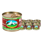 Double Pigeon Green Mustrad Pickle in 140g pack, showcasing vibrant green pickled vegetables in a clear container.